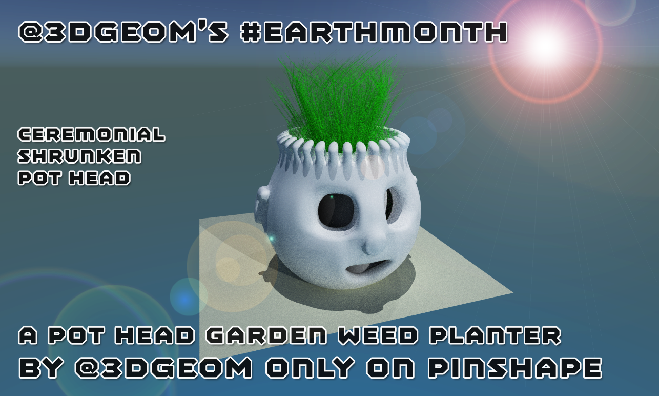 3d printed pot head meme pinshape pottery potter mouth garden-meme cute gnome garden hair grass decor grower planters 3D print model - Mito3D