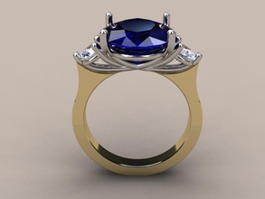 sapphire ring 1 pinshape ring-jewelry 3d print model - Mito3D