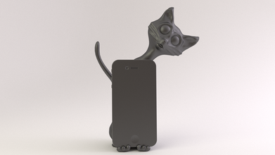 chat stand téléphone pinshape bureau gadgets 3dprinting titulaire drôle cat 3d print model - Mito3D