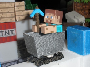 carrinho minecraft brinquedo figuras pinshape trilho trem passeio minecart divertido 3d print model - Mito3D