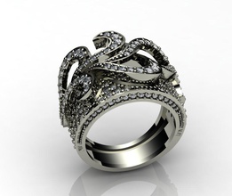 diamante raízes anel pinshape shining3d moda concurso 3d print model - Mito3D