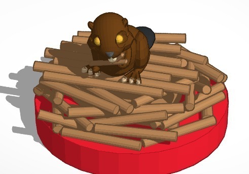 beaver rock scacchi pinshape giocattolo tinkercad roditore pellet log kid gioco bambino canadesi canada animale 3d 3D print model - Mito3D