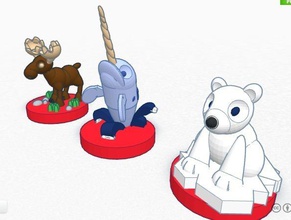 canadian animals set children chess pinshape canada-day toy tinkercad squirrel raccoon polar narwhal moose game beaver bear animal 3d print model - Mito3D
