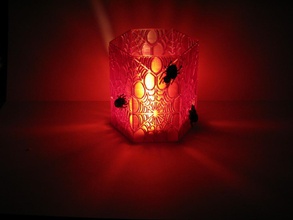 spider's web led candle holder pinshape tglase spider light lamp halloween 3d print model - Mito3D
