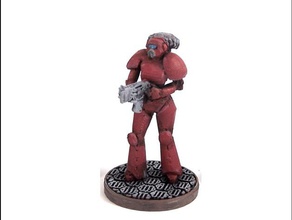 female space trooper supportless printing pinshape 28mm armor future game gaming miniature model power rpg scifi sf tabletop 3d print model - Mito3D