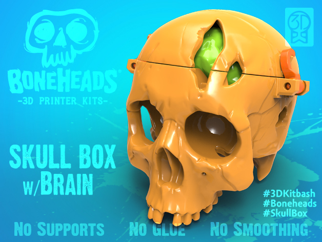 Skinheads skull box Gehirn 3dkitbashcom pinshape 3d Drucker support kostenloser design contest druckbar free download Modell kostenlos spooky Schädel Skelett beängstigend Werbe Förderung nosupport menschlicher horror halloween ghost exklusiv tot Getriebe 3dkitbash 3dk 3D print model - Mito3D