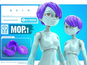 quin g1 mop1 - 3dkitbashcom 1 pinshape 3d-printer free-model free-3d-model free-download 3d-printable wig toy purple print play platform supports inventing head hair fast fashion doll exclusive cool beauty 3d kitbash 3dkitbash 3dk 3d print model - Mito3D