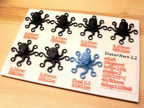 3d printed octopuses quality test size 50mm 1 pinshape setting replicator octopus material makerware 22 makerbot slicer dual abs 3d print model - Mito3D