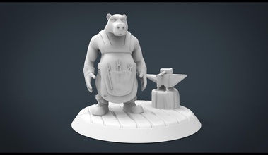 forgemaster ayı pinshape heykel oyuncak toyfigure 3d print model - Mito3D