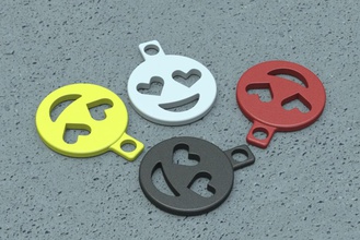 heart eyes emoji keychain addon pinshape ring keyring 3d print model - Mito3D