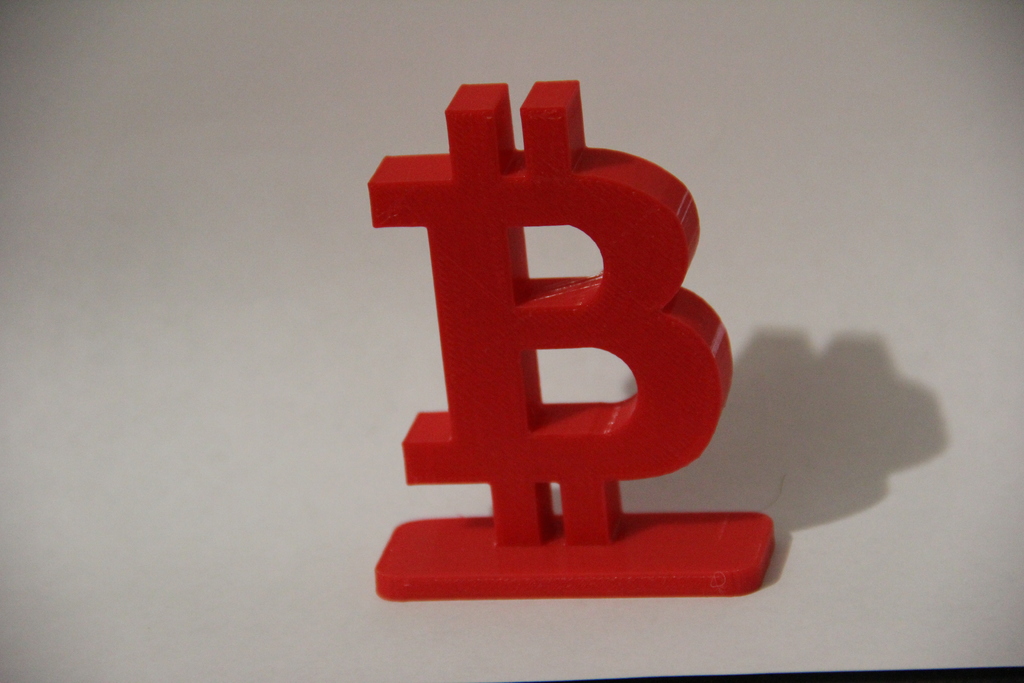 simple bitcoin stand pinshape monnaie virtuelle numérique bitcoins banques 3D print model - Mito3D