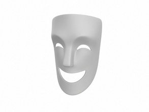 teatro feliz máscara pinshape reír ópera animar cabeza moda cara sonrisa 3d print model - Mito3D