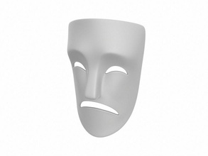 theater traurige Maske pinshape Bühne böse traurig Oper Kopf Gesicht 3d print model - Mito3D