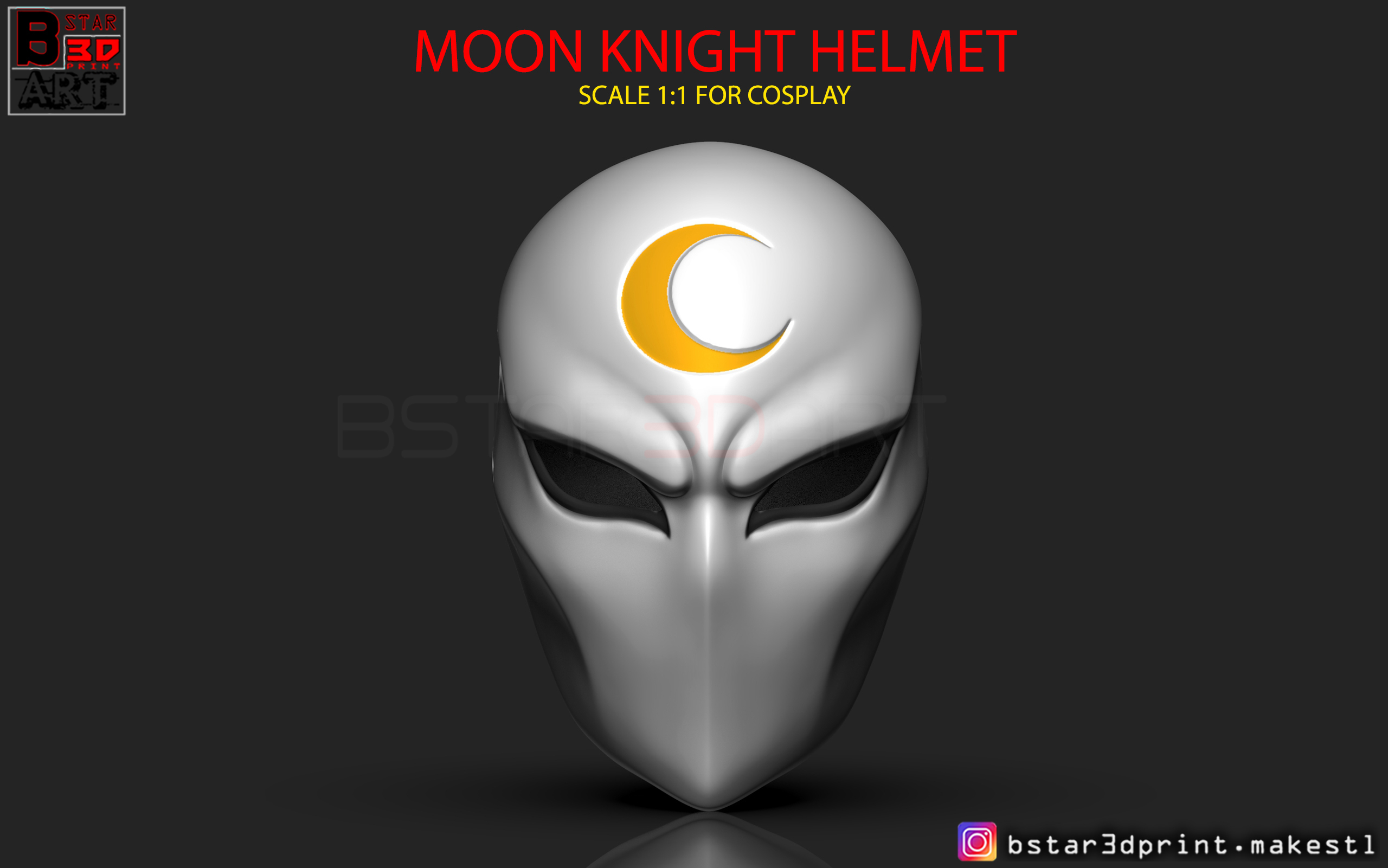 caballero luna máscara cómics marvel casco impresión 3d modelo pinshape cosplay juguete cara cabeza accesorios ironman infinito guerra capitán américa marvelcosplay 3D print model - Mito3D