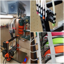 6 spool filament dry box storage bowden tubes pinshape filament-spool-holder ptfe tube spool-mount storrage clamp 3d print model - Mito3D