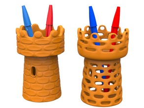 pens holder castle pinshape pinshape-support-free-design-contest 3d print model - Mito3D