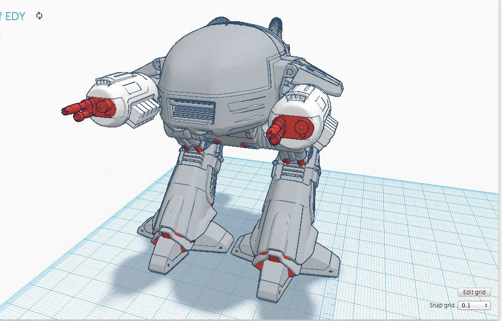 ed 209 pinshape 3d design índia low poly contest gratuito 3D print model - Mito3D