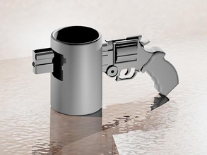 revólver taza café pinshape arma fuego copa apoyo gratis diseño concurso 3d print model - Mito3D