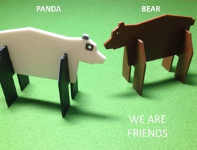 semplici animali 6 bear panda pinshape orso semplice disegno 3d india low poly progettazione concorso supporto free 3d print model - Mito3D