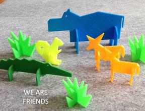 simple animals 5 pinshape simple-animals india-low-poly-design-contest pinshape-support-free-design-contest squirrel hippo grass fox crocodile animal 3d print model - Mito3D