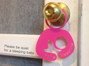 door hanger 4 - sleeping baby pinshape pinshape-support-free-design-contest quiet mom hush 3d print model - Mito3D