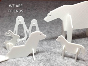 einfache Tiere 4 polar Serie pinshape support kostenloser design contest Indien low poly einfach Siegel Kaninchen Pinguin fox tragen Tier 3d print model - Mito3D