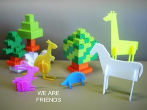 simples animaux 2 pinshape inde low poly design concours soutien libres simple lapin kangourou cheval hérisson girafe animal 3d print model - Mito3D