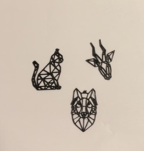 geometrik hayvan kolye kurt kedi geyik pinshape boyunbağı jewlery sız boynuzları antilope modeli wolfs köpek kafalı doğum günü hediye yıldönümü 3d print model - Mito3D