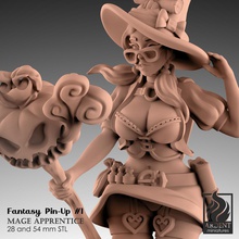 mago aprendiz fantasia pin up 1 pinshape garota mulher pinup figurine miniatura miniaturas 28mm sexy 3d print model - Mito3D