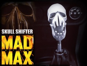 mad max fury road shifter crâne pinshape pommeau levier vitesses guerrier route l'ouest questpact madmax fureur voiture 3d print model - Mito3D