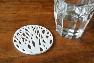 tree silhouette coaster pinshape forest 3d print model - Mito3D