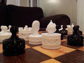double spirale échecs pinshape soutien libres design concours pion chevalier roi reine tour pièces d'échecs 3d print model - Mito3D