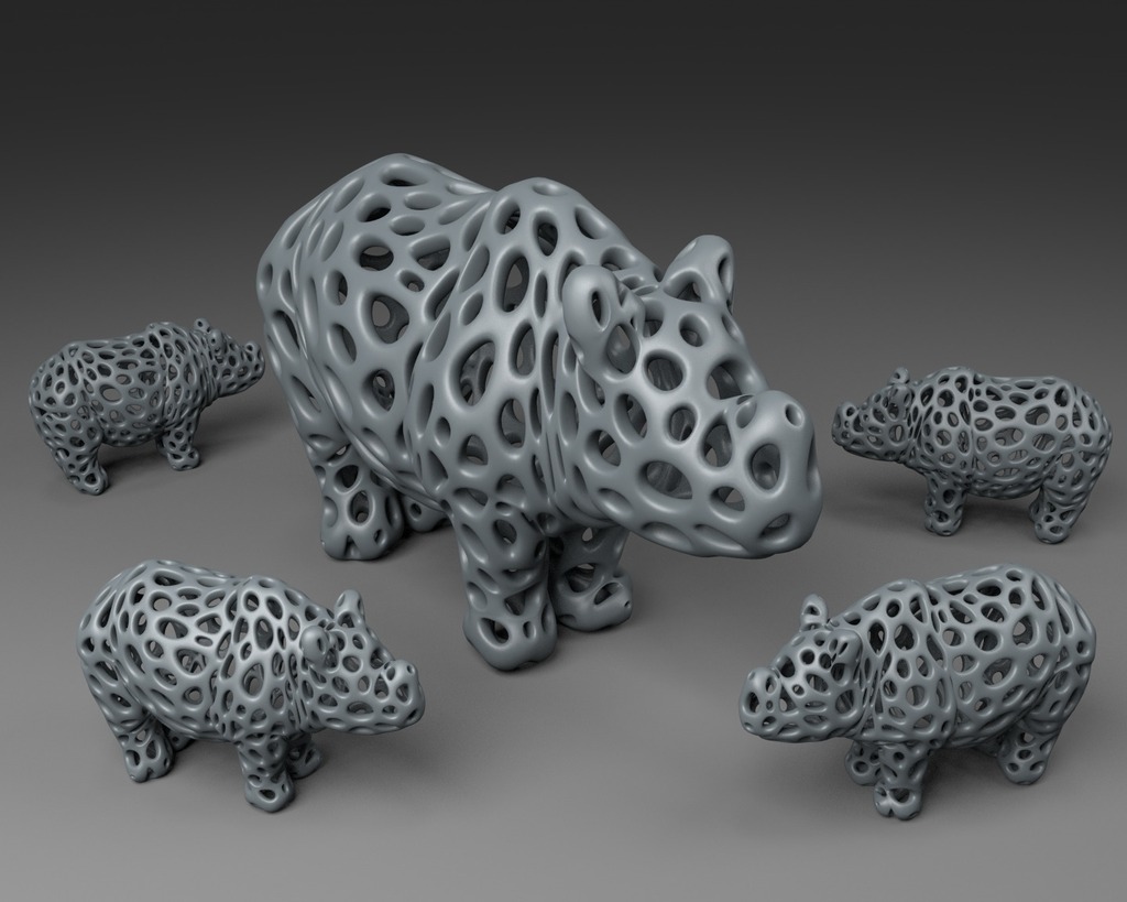 gergedan voronoi tarzı pinshape hayvan 3D print model - Mito3D