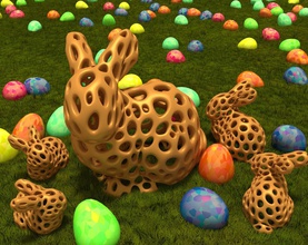 stanford bunny - voronoi style pinshape easter animal 3d print model - Mito3D