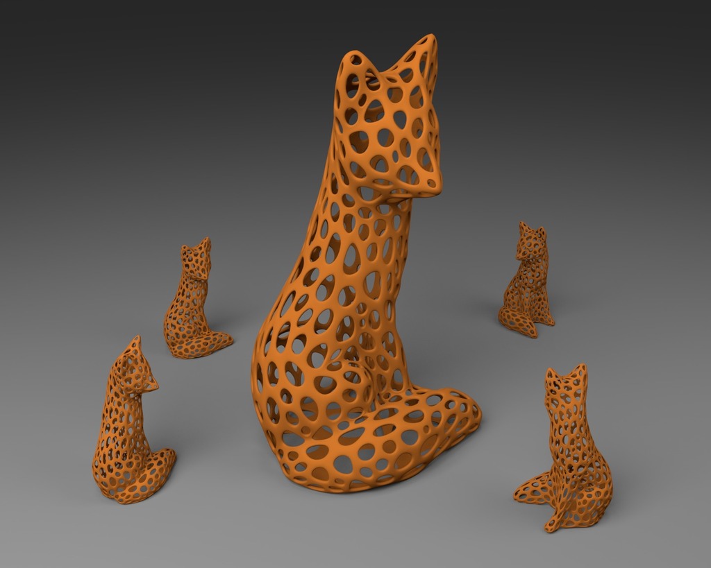 fox - voronoi style pinshape 3D print model - Mito3D