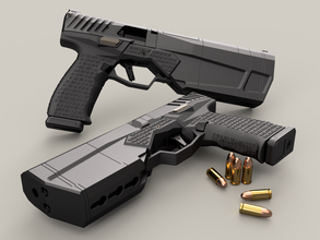 silencerco máxima 9 corto configuración forma alfiler pistola apoyo accesorios apuntalar cosplay prop armas cosplayprop réplica gun3dmodel 3d print model - Mito3D