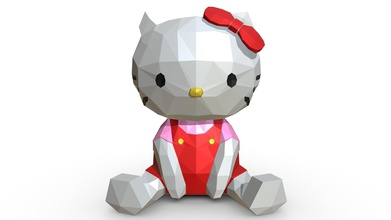 kitty figure 3d print model pinshape poly lowpoly toy statue sculpture miniatures design interior figurines figurine decor animal 3dprint pendants jewelry origami gift art 3d print model - Mito3D