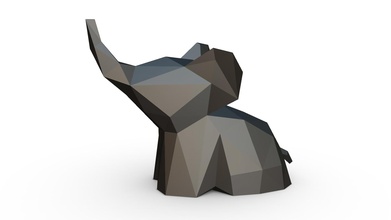l'éléphant figure 7 3d impression modèle forme d'épingle poly lowpoly jouet statue sculpture miniatures conception intérieur figurines figurine décor animal Impression 3D pendentifs bijoux origami cadeau 3d print model - Mito3D