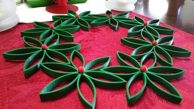 Noel çiçek ayrılmış merkezi top pinshape çelenk yıldız süs tatil dekorasyon chrismas 3d print model - Mito3D