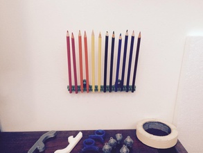 extra hand colored pencil holder pinshape wall mounted-wall mount-push pin-pencil holder-colored pencil-colored pen 3d print model - Mito3D