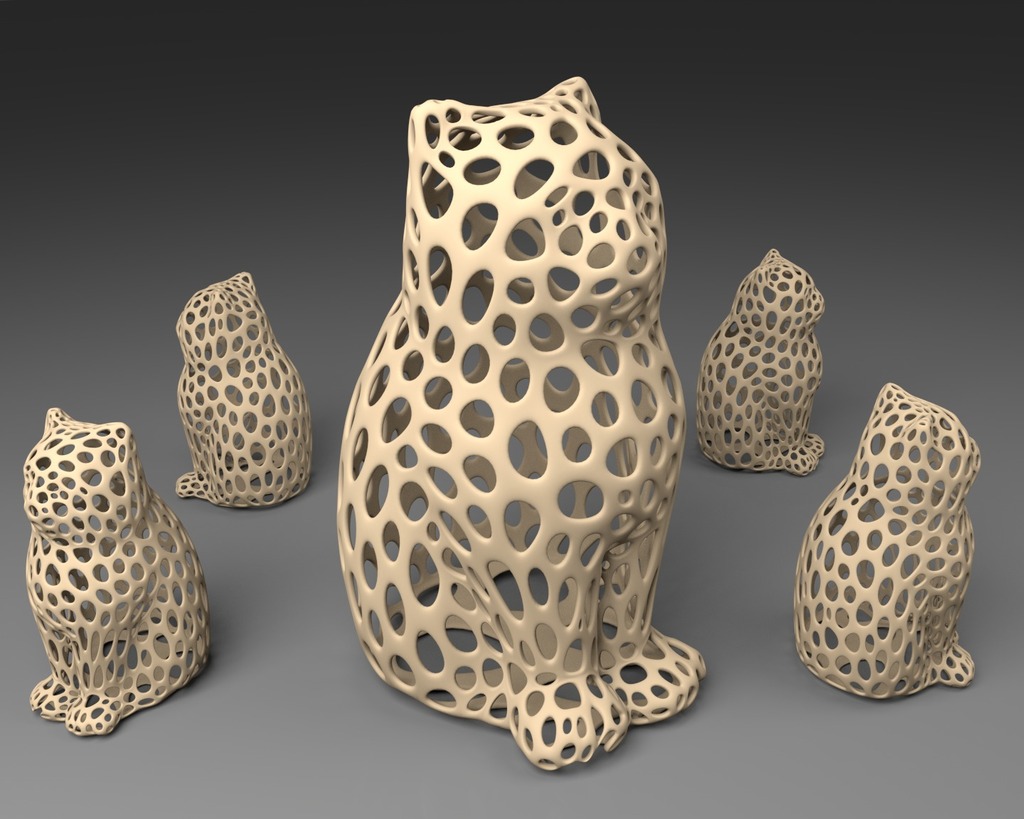 laser cat voronoi stile pinshape 3D print model - Mito3D