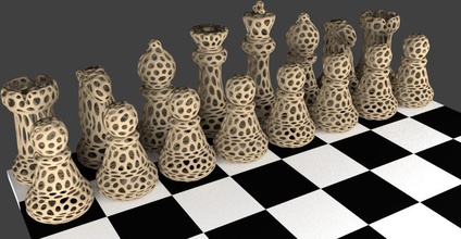 chess set - voronoi style pinshape 3d print model - Mito3D