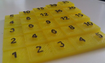 table multiplication 5x5 pinshape personnalisé 3d print model - Mito3D