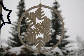 gyroscopic snowflake pinshape winter wonderland toy protoparadigms contest pla ornament makerbotornaments jewelry gyroscope gimbal geometry decoration christmas art 3d print model - Mito3D