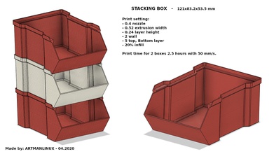 stacking box pinshape box- garage stacking-box 3d print model - Mito3D