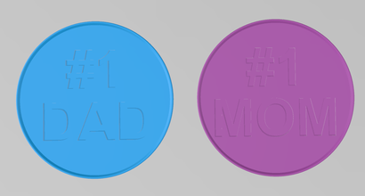 coaster 1 mom & dad pinshape circle cool awesome fun easy-to-print drink-coaster drinkcoasters drink fathersday mothersday 3d print model - Mito3D