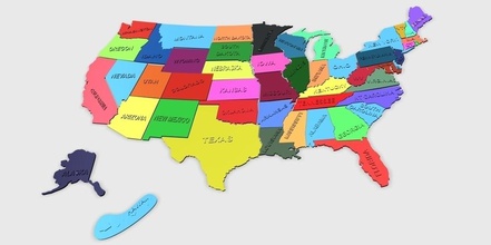 Estados Unidos mapa rompecabezas correcciones forma alfiler mapas educación 3d print model - Mito3D