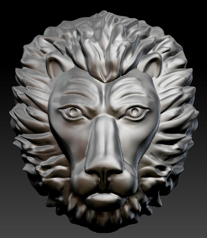 Lion tête forme d'épingle sculpture modèle Lions animal zbrush 3D print model - Mito3D