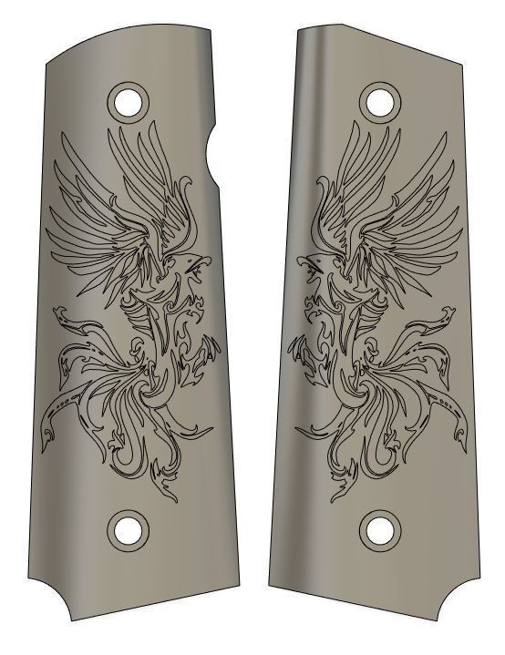 1911 phoenix handgrip pinshape 9mm birds phoenix- pistol gbb 1911-airsoft airsoft 3D print model - Mito3D