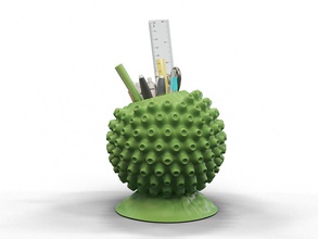 spherical virus pencil stand pinshape abstract art sculpture coronavirus pencil-stand 3d print model - Mito3D